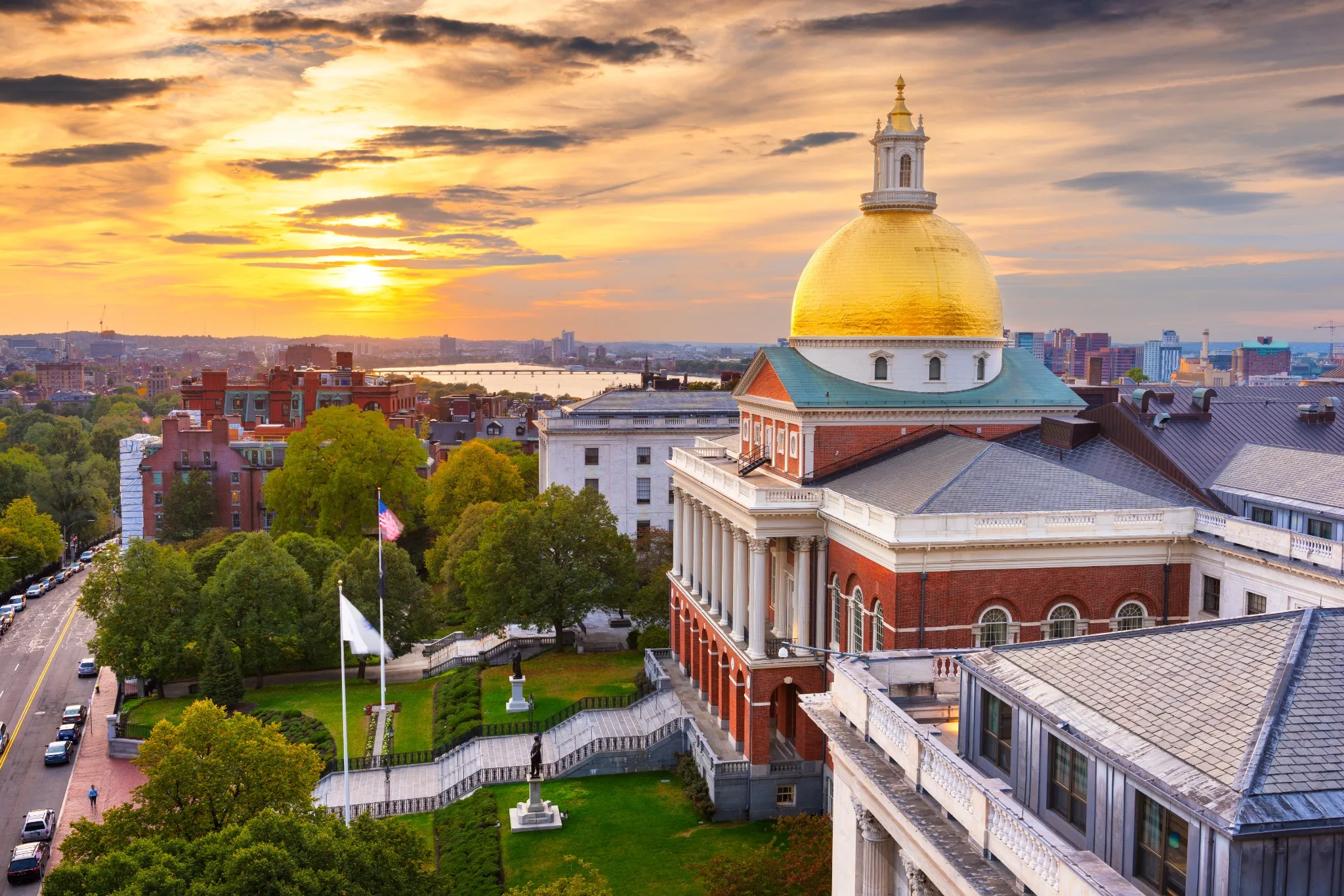 Boston, Massachusetts, USA cityscape with the State House