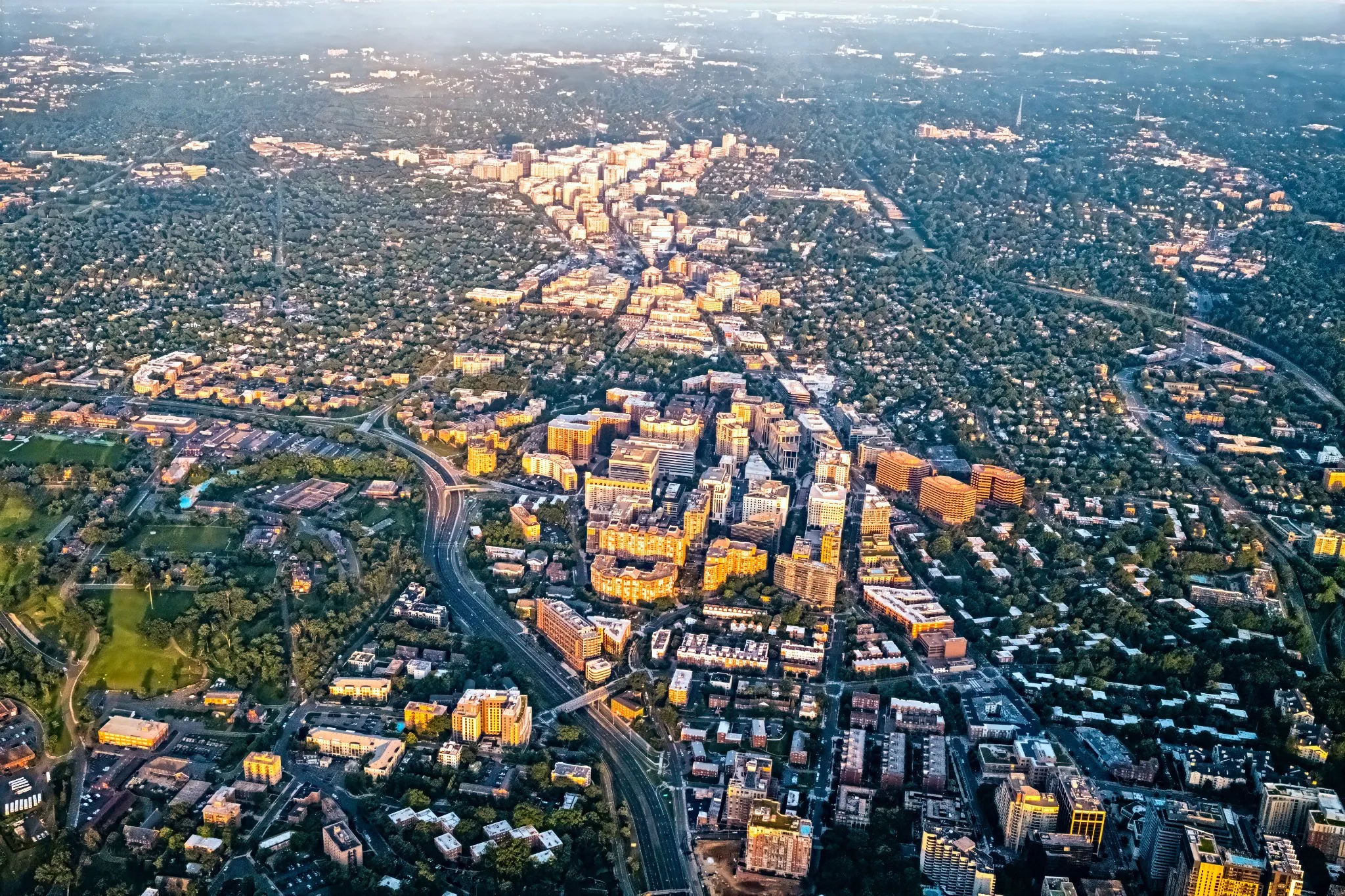 Aerial view in Arlington, VA