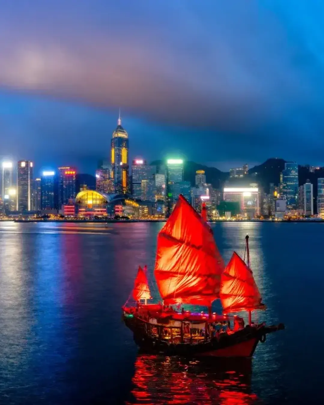 Panorama of Hong Kong city Skyline in the evening