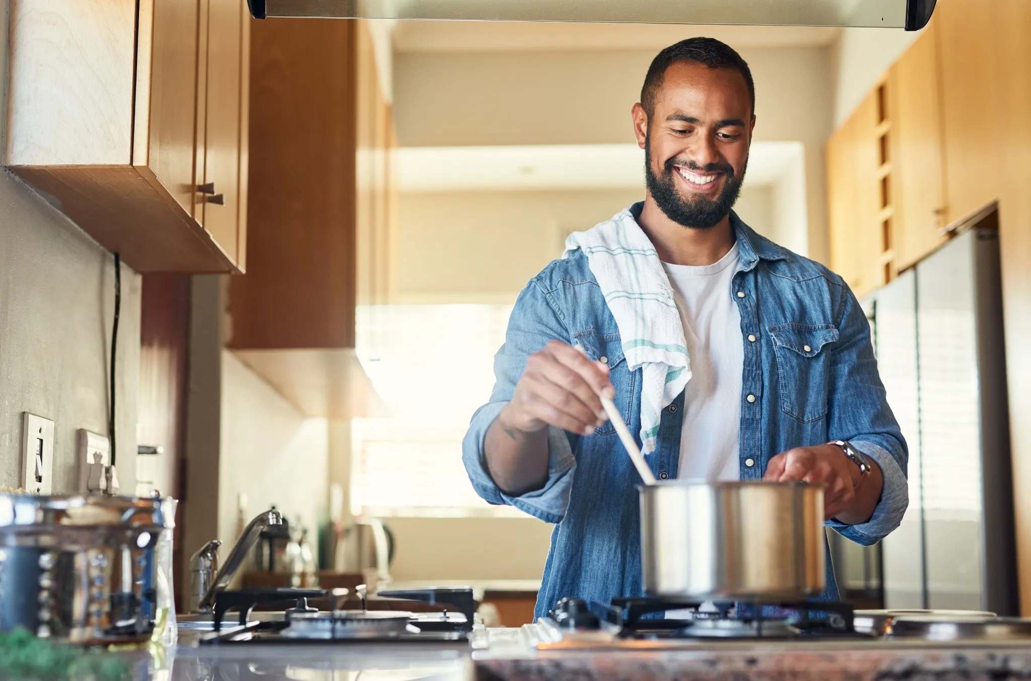 Man cooking at home
