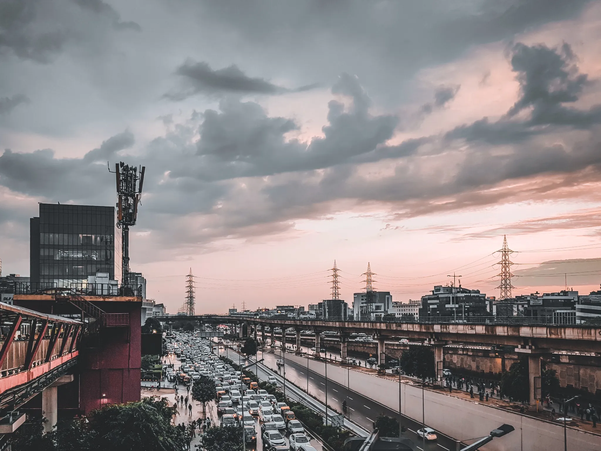 Gurugram/Gurgaon, Haryana, India - Evening traffic in Cybercity in Gurgaon (Haryana)