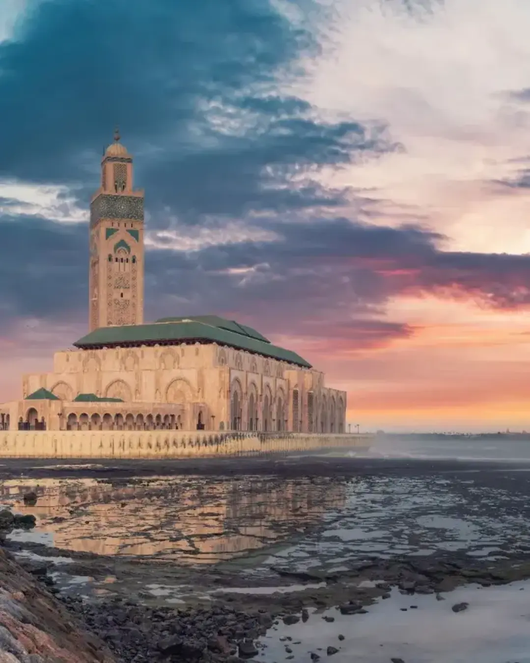 Casablanca, Morocco The Hassan II Mosque during sunset.