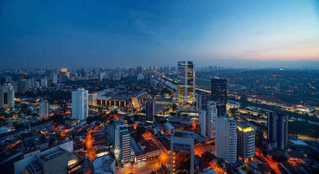 Sao paulo from another building at sunset