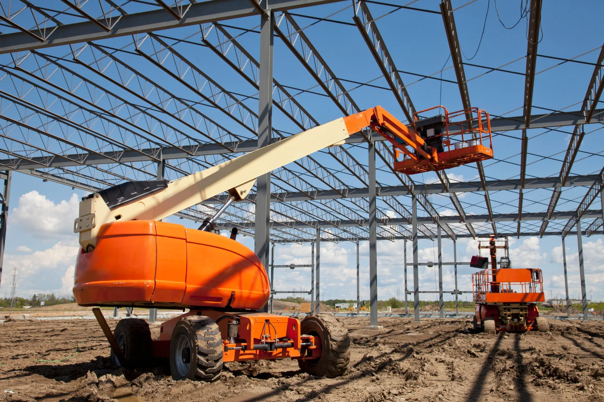 Lift Truck Used For Steel Structure In Building Construction; Edmonton, Alberta, Canada.