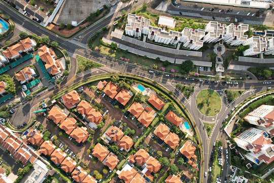Aerial shot of a residential neighborhood in Sao Paulo