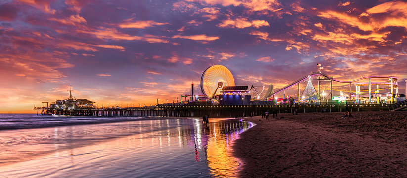 Santa Monica Pier Los Angeles at sunset