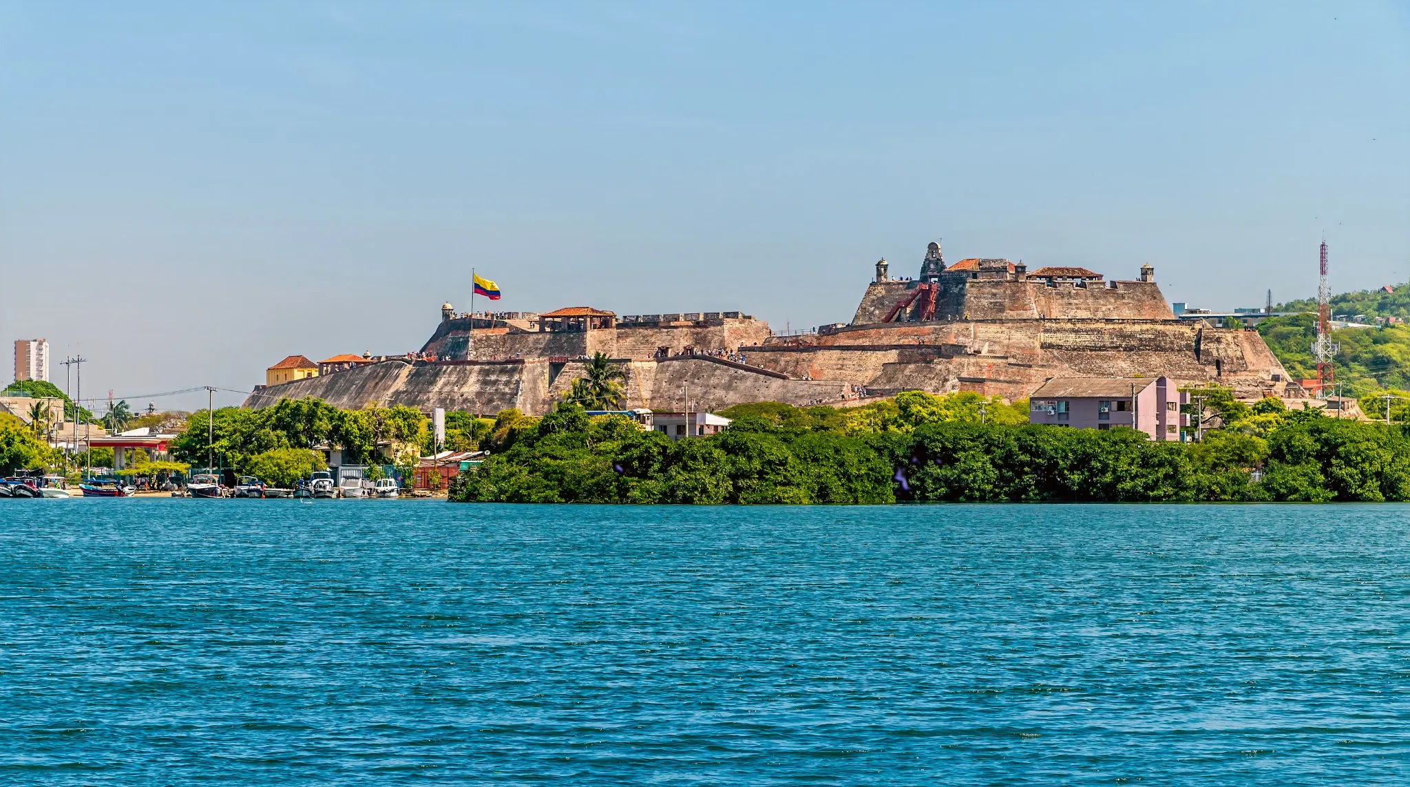 A view towards the Fort of San Felipe in Cartagena, Columbia in springtime