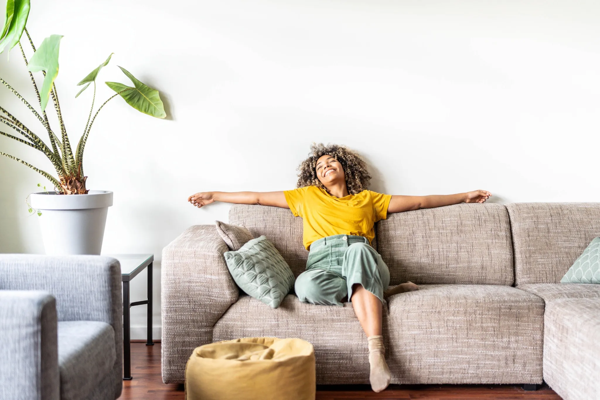 Girl relaxing on couch
