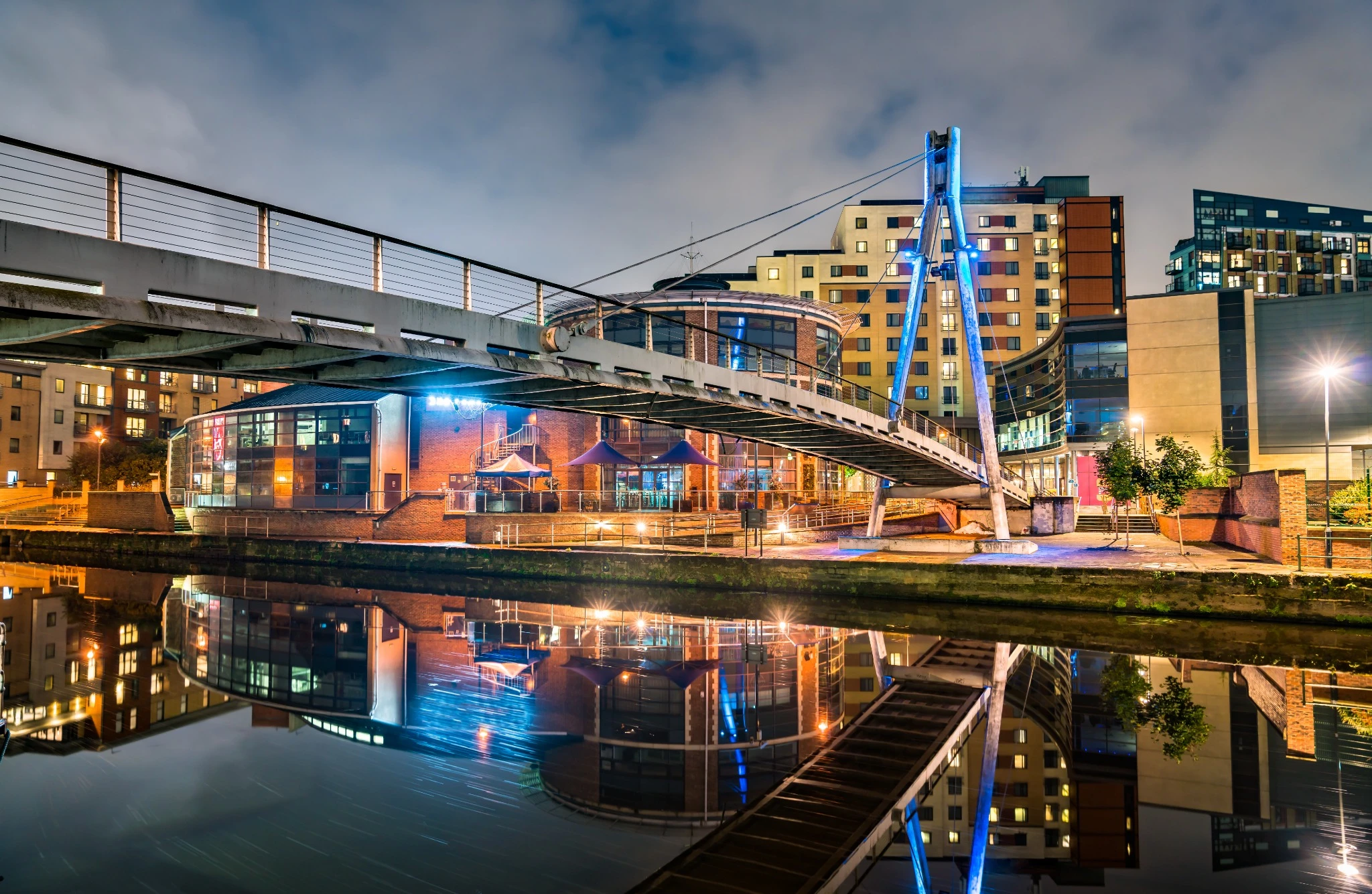 Footbridge across the Aire River in Leeds, England.