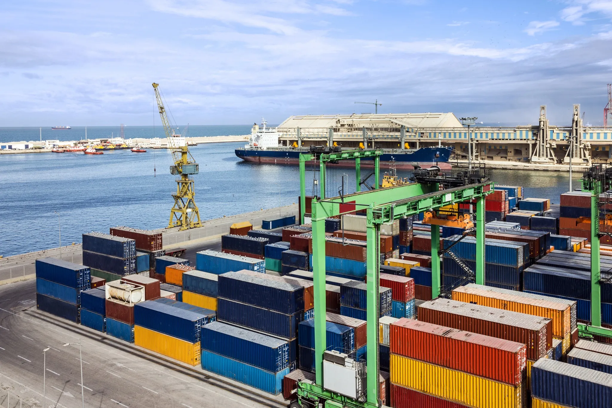 Container terminal in Casablanca sea port, Morocco.