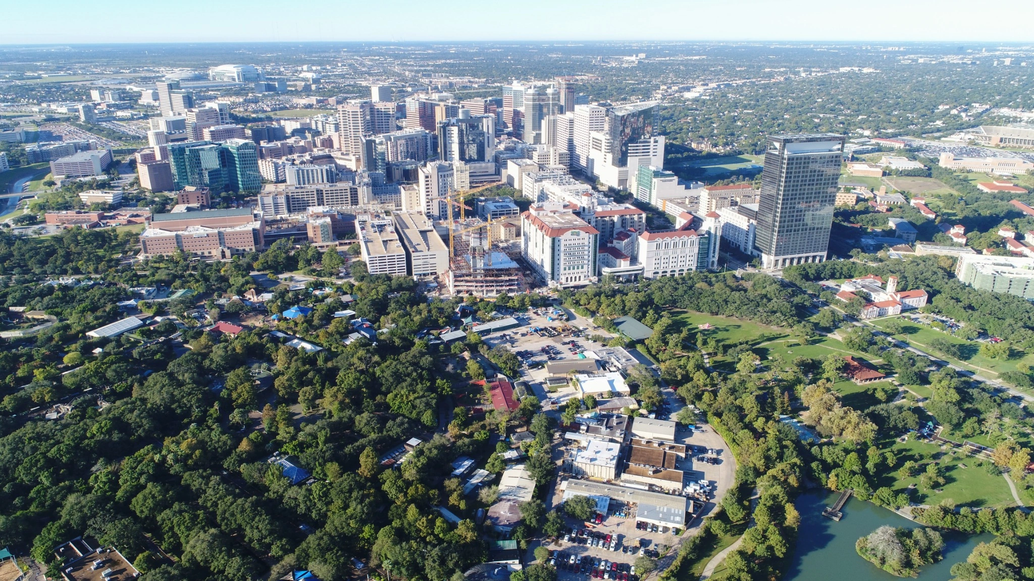 Aerial view of the Texas Medical Center midday