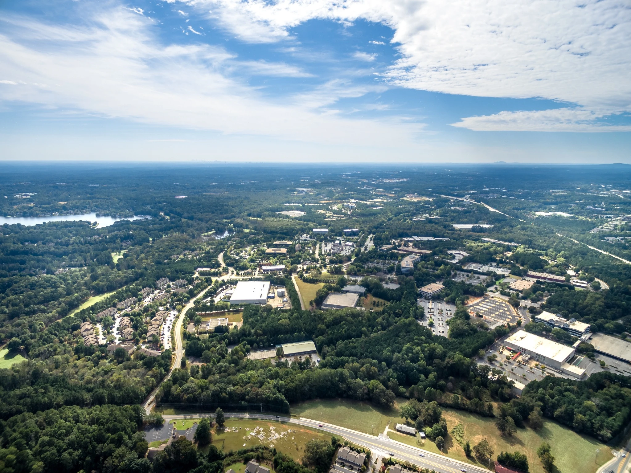 Arial view of suburb outside of Atlanta