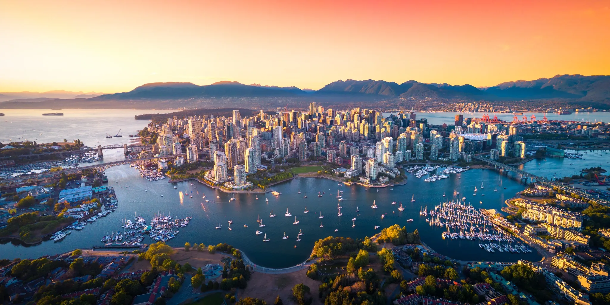 Beautiful Aerial view of Downtown Vancouver