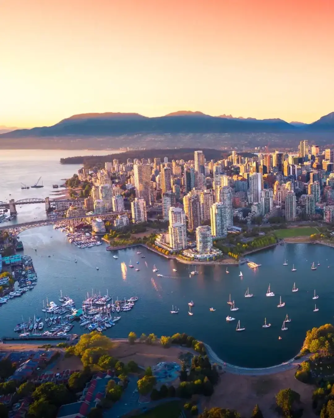 Beautiful Aerial view of Downtown Vancouver