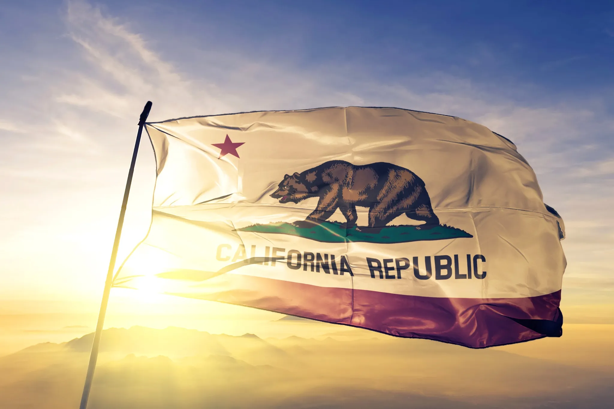 California flag waving in the sun