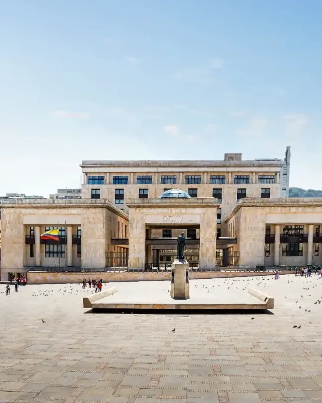 Panoramic view of Bolivar Square with the Cathedral and the Colombian Palace of Justice - Bogota, Colombia