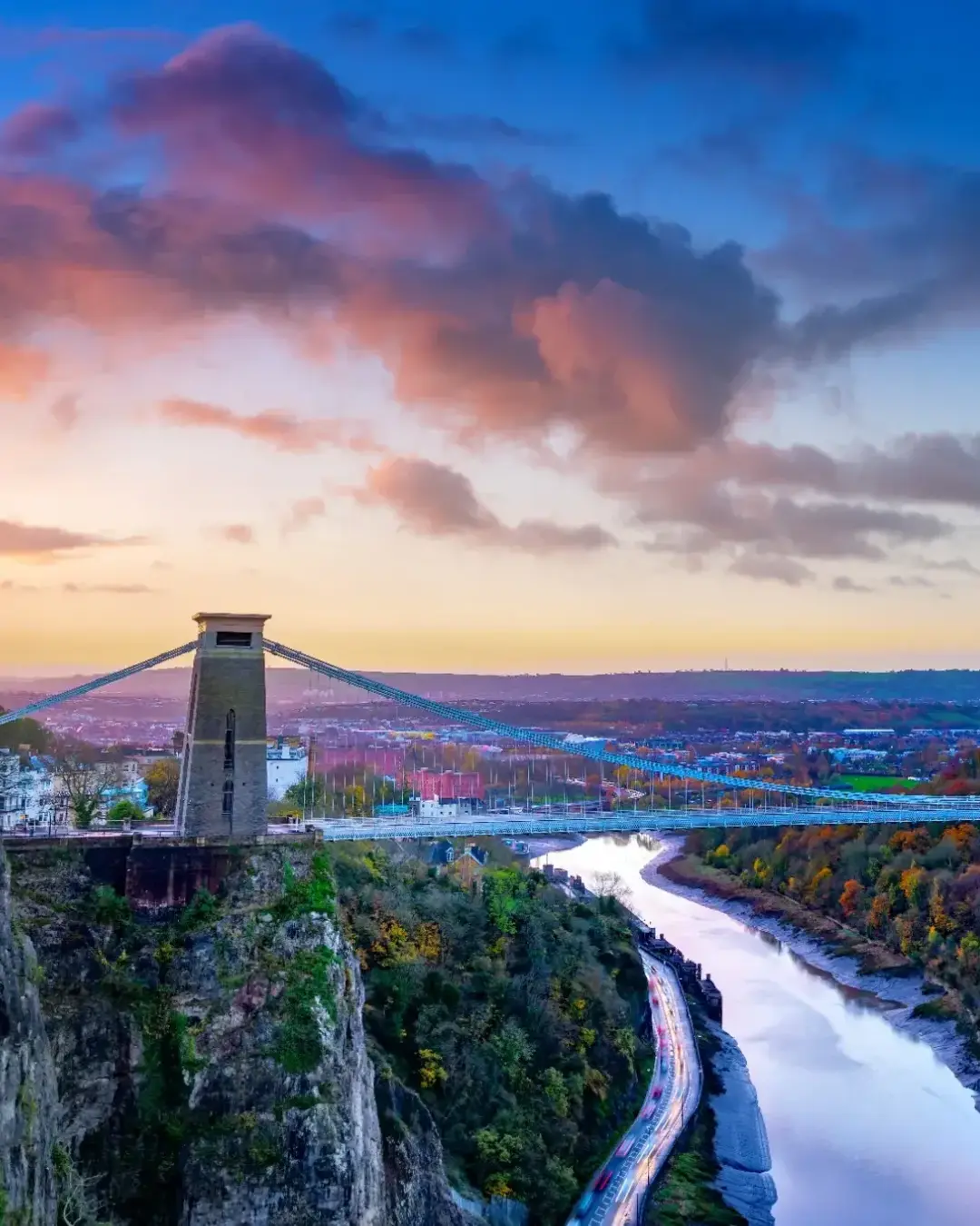 Clifton Suspension Bridge in early morning light, Bristol, Avon, England, UK