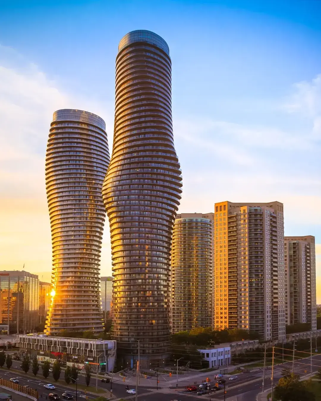 View of Mississauga city in Ontario Canada with modern buildings