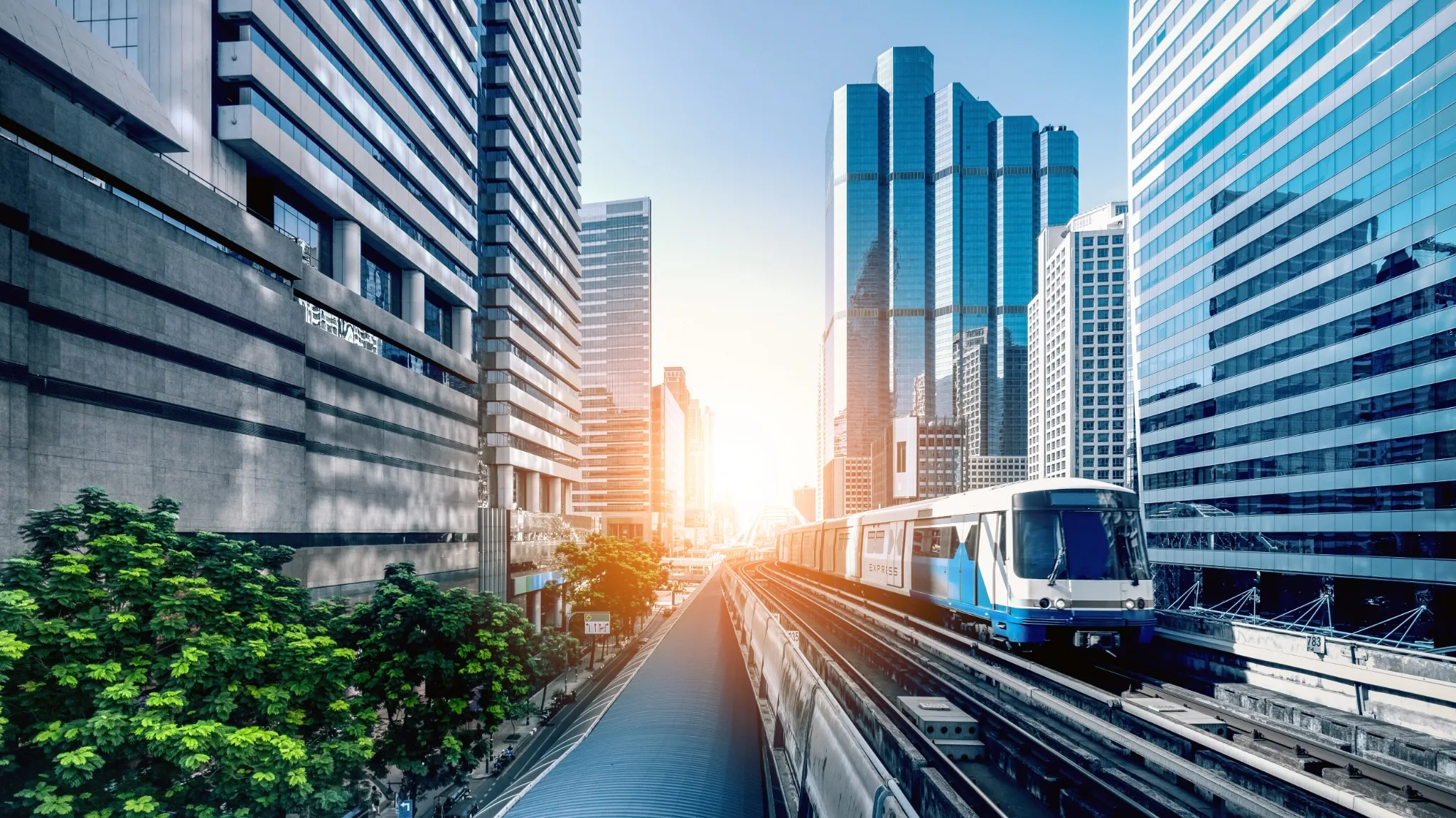 BTS sky train in Bangkok Thailand