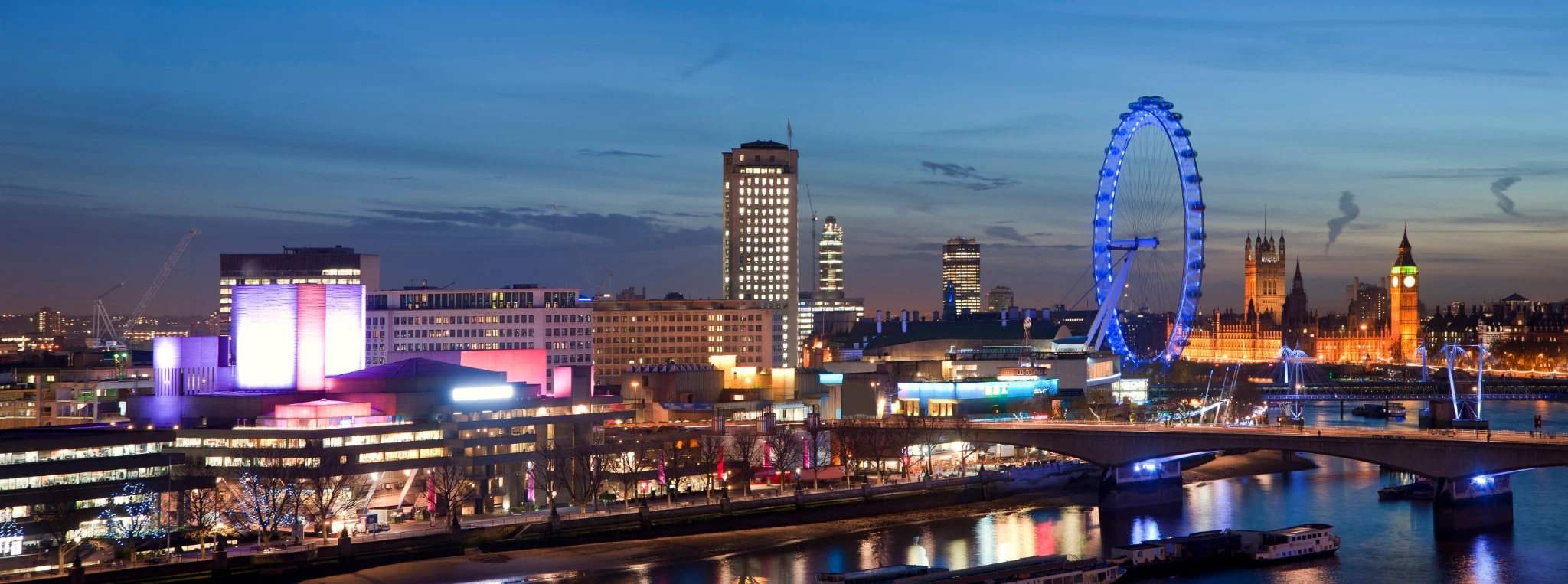 Panorama of London at night