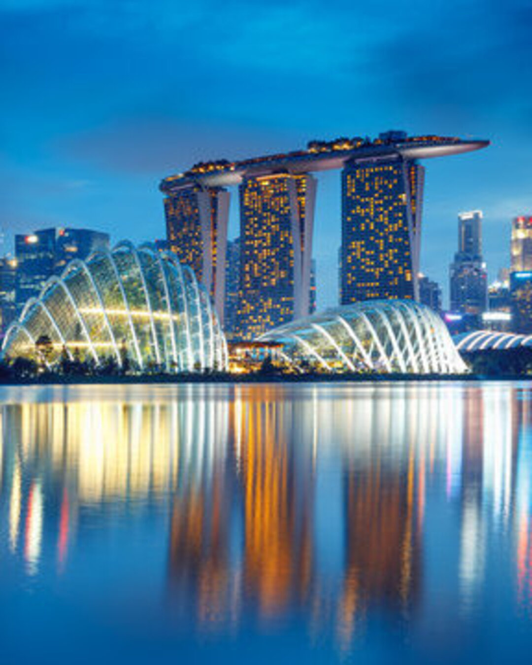 Singapore city skyline at dusk