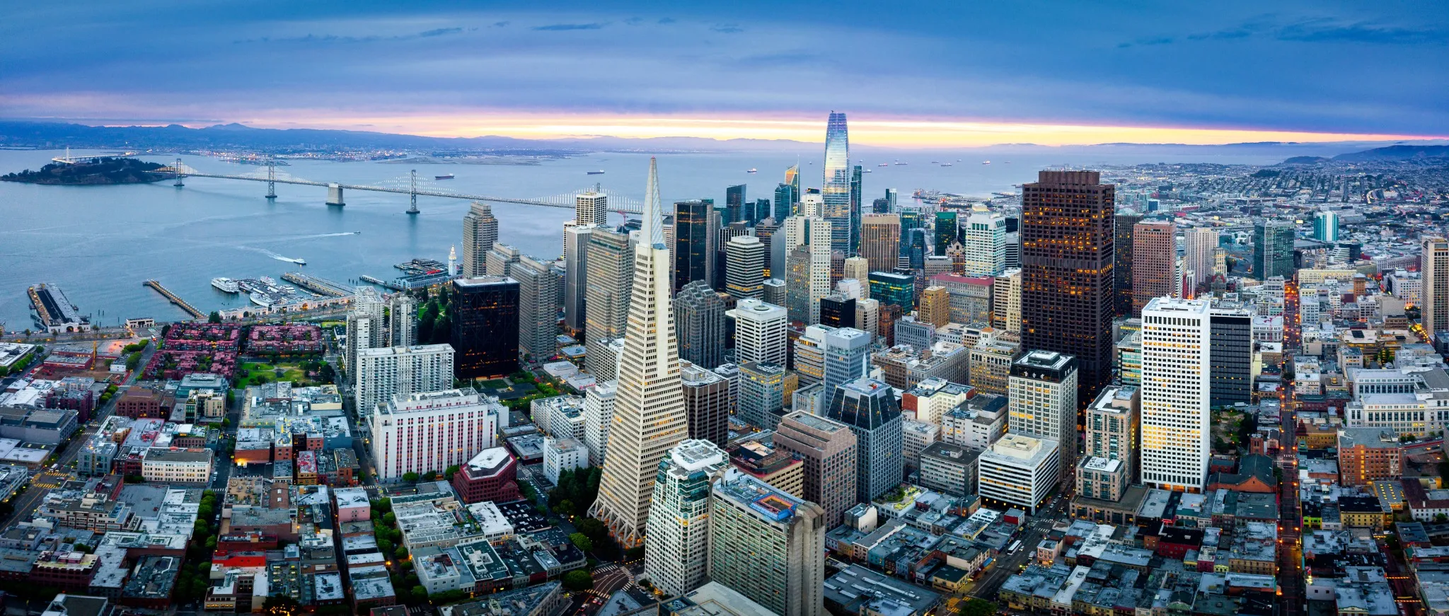 Aerial View of San Francisco Skyline at Sunrise