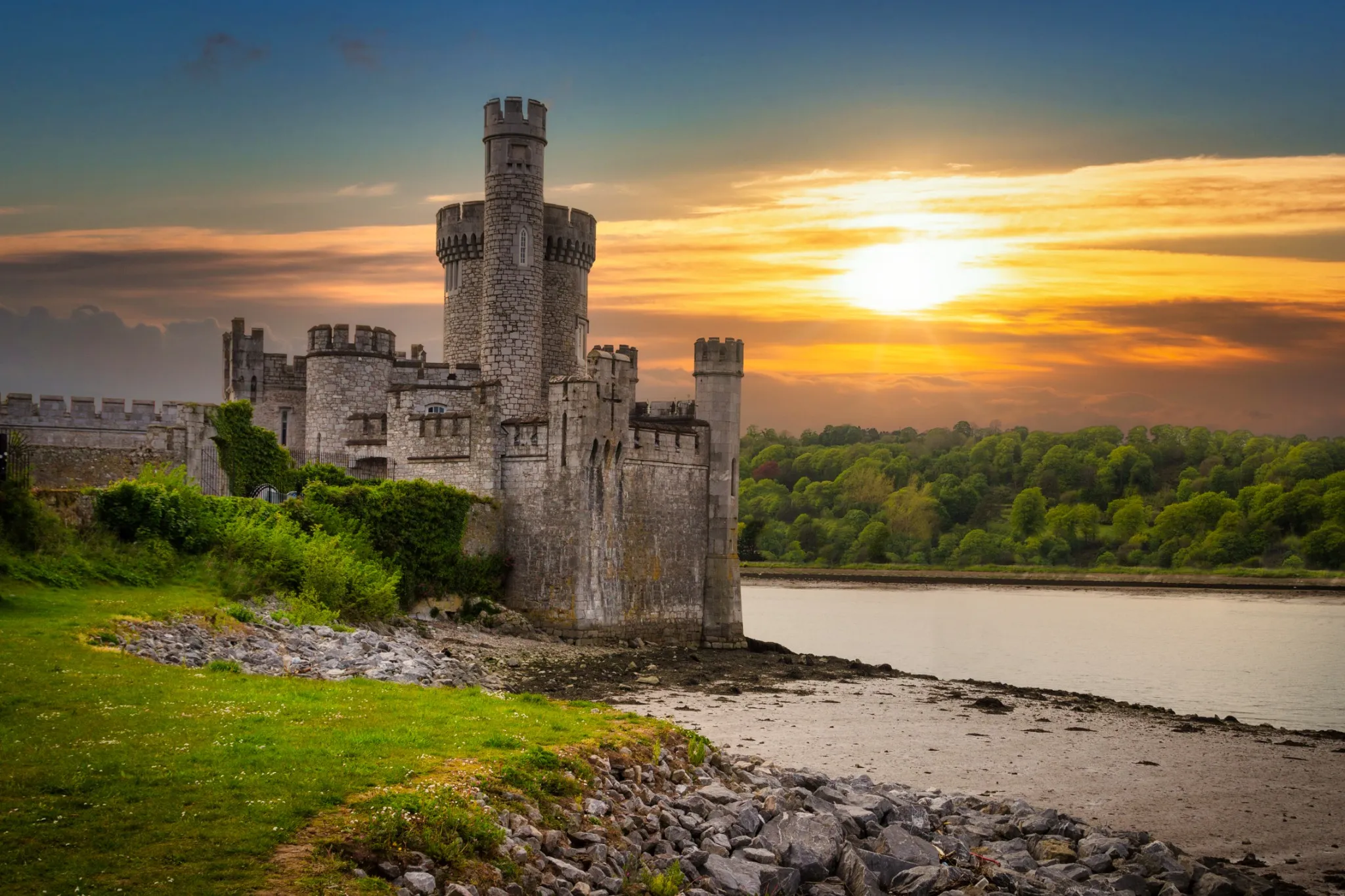 Blackrock Castle and observarory in Cork at sunset, Ireland