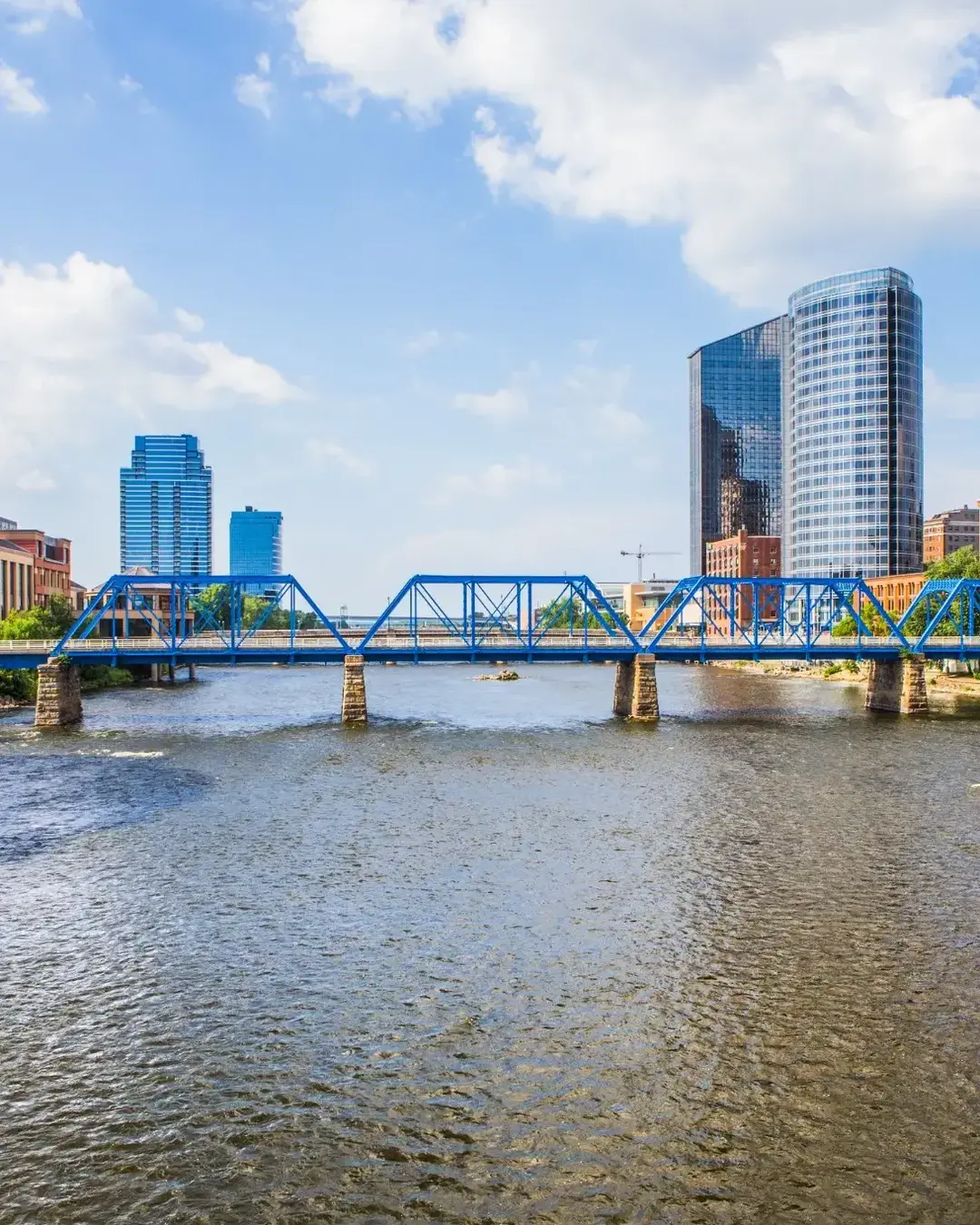 Downtown Grand Rapids Michigan view from the Grand River