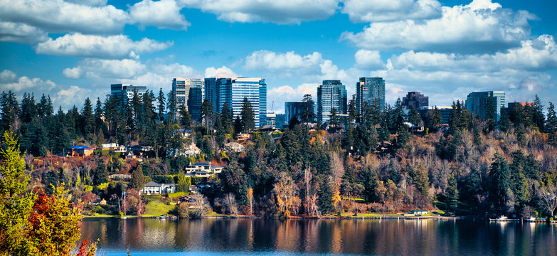 Bellevue washington skyline during fall