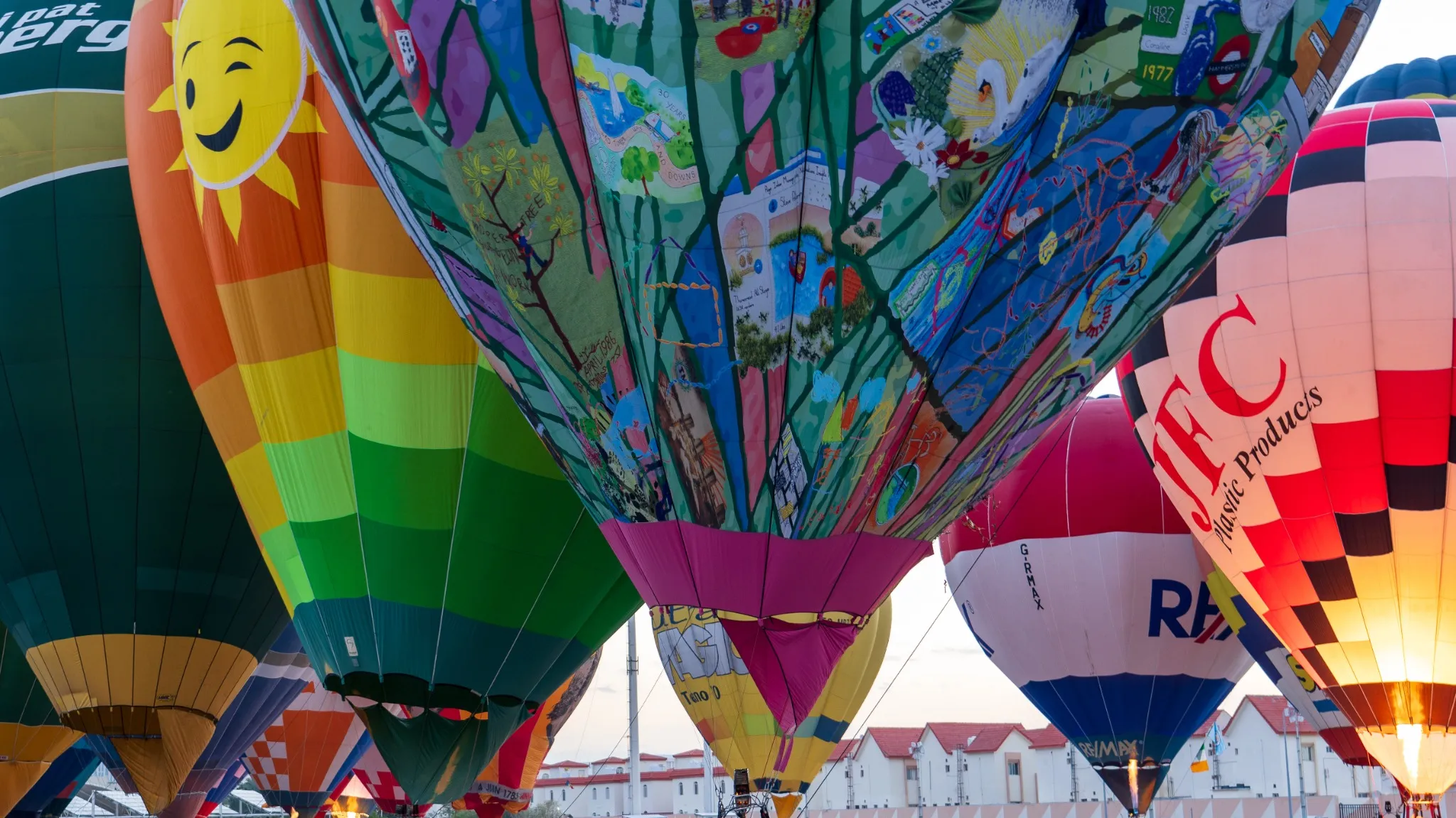 Doha, Qatar- December 12,2023 _ Qatar balloon festival with multiple colorful air balloons.