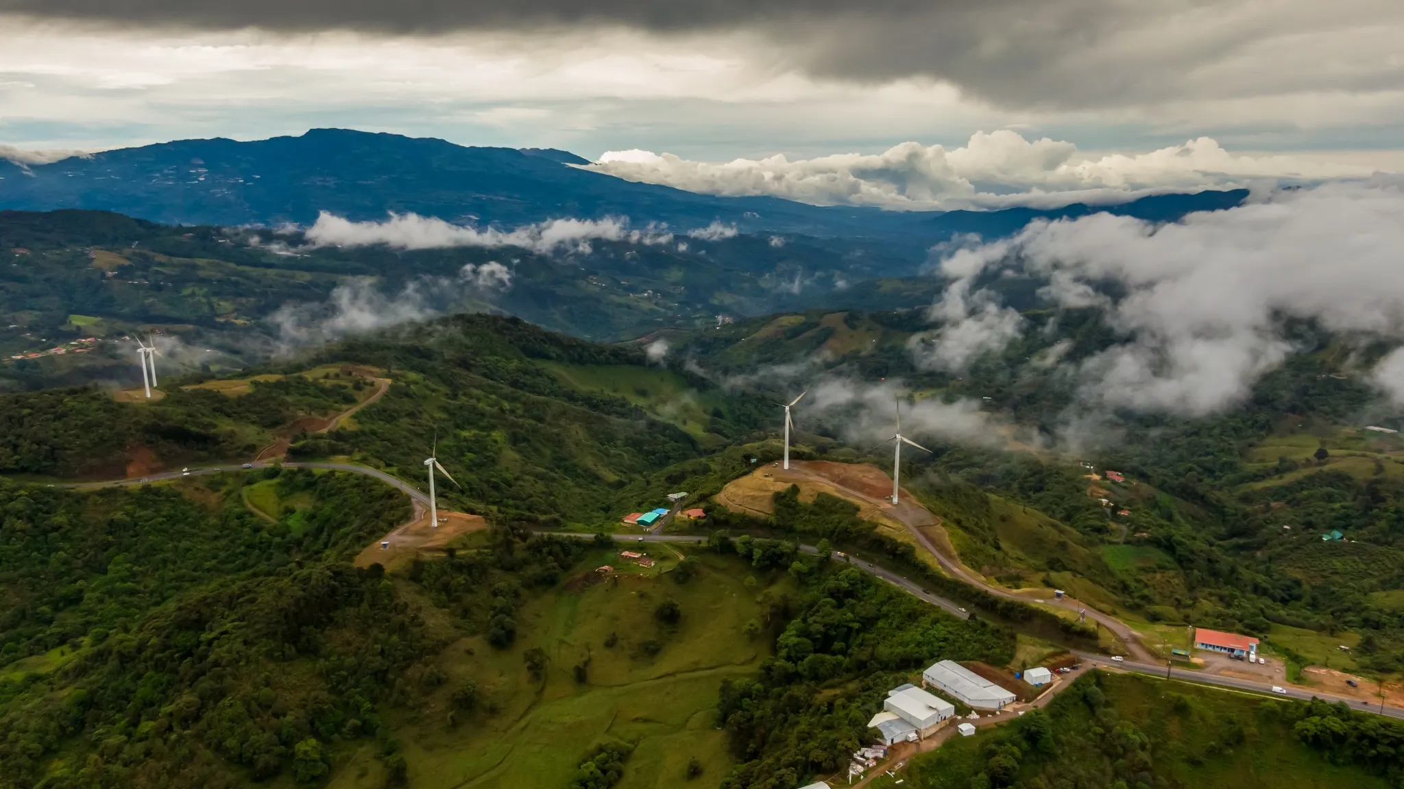 Wind turbines in a beautiful mountainscape