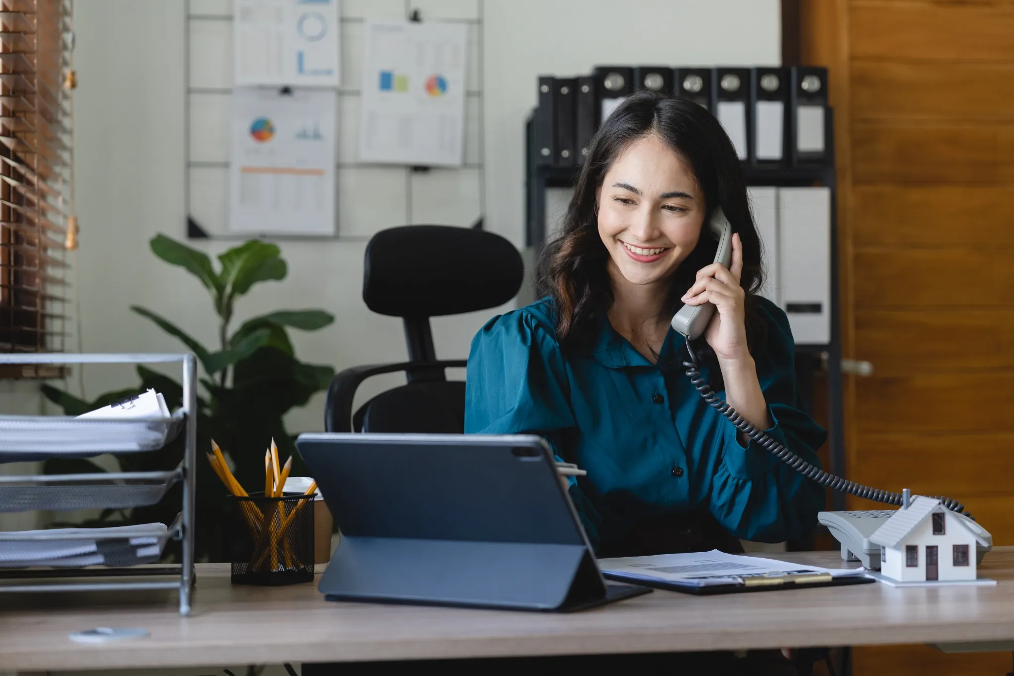 property manager sitting at desk