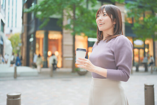 Happy woman in Japan