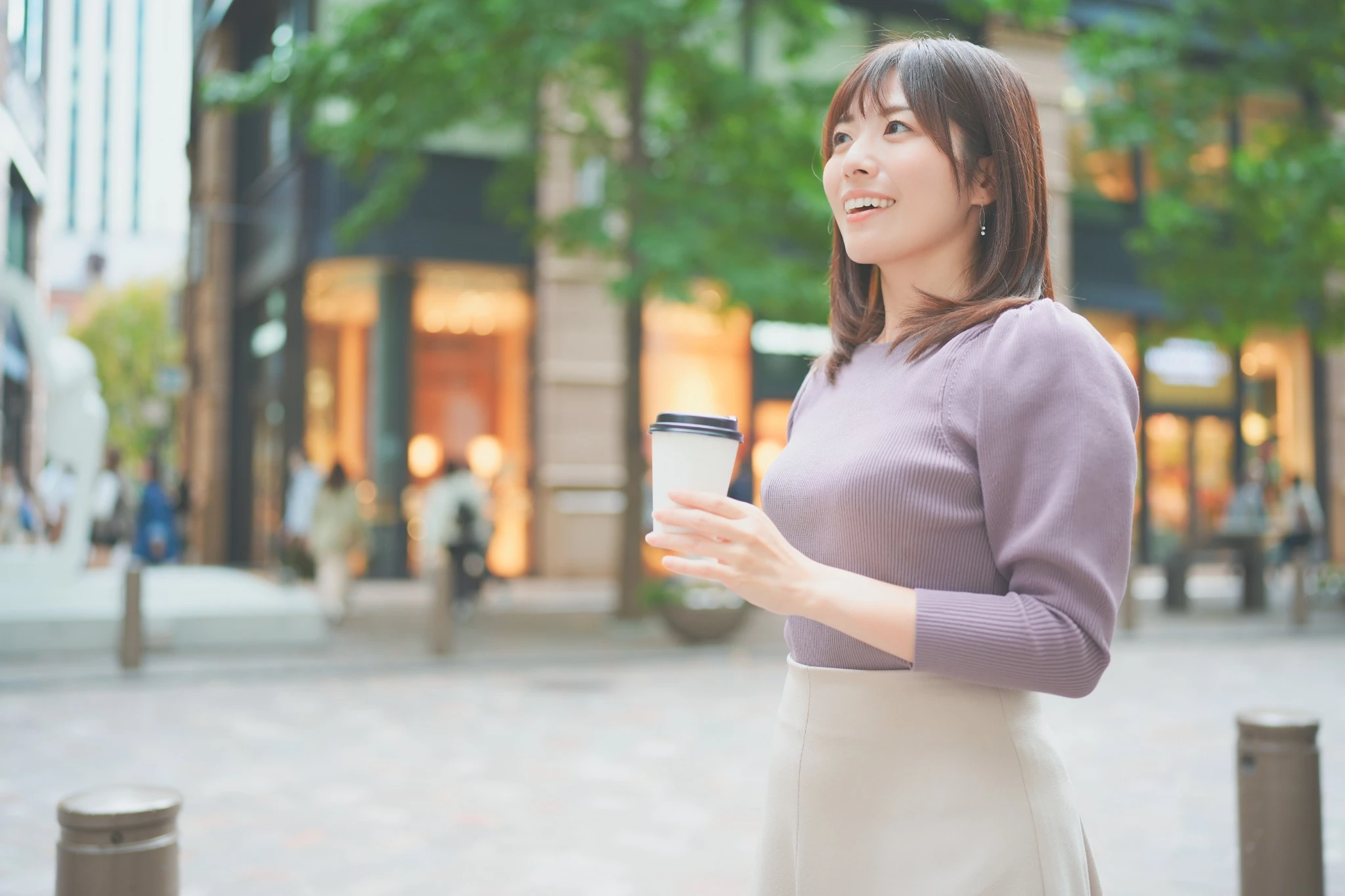 Happy woman in Japan