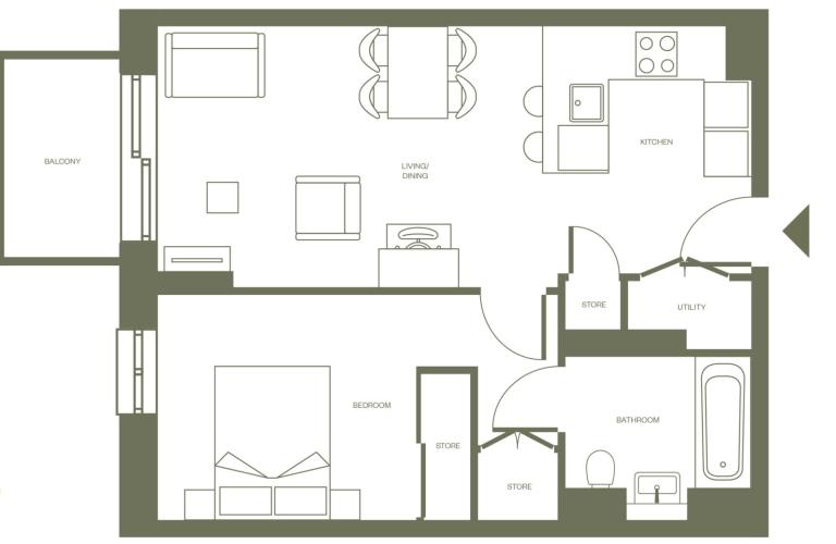1 bed - Floor Plan