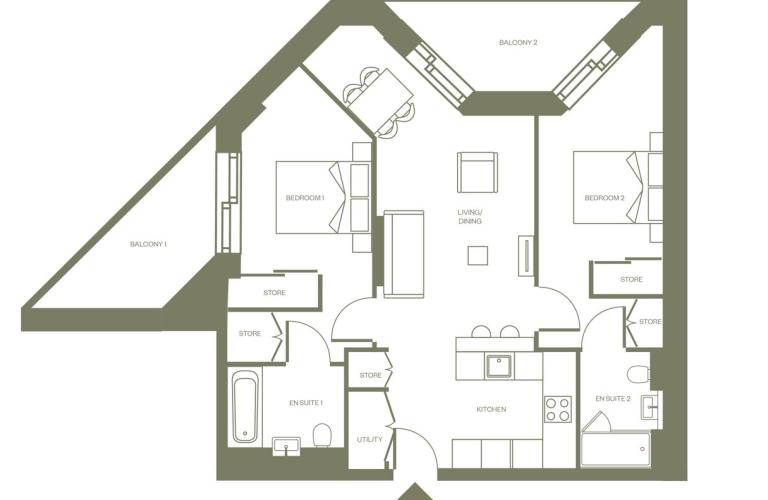 2 bed - Floor Plan