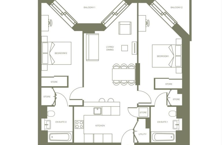 2 bed - Floor Plan